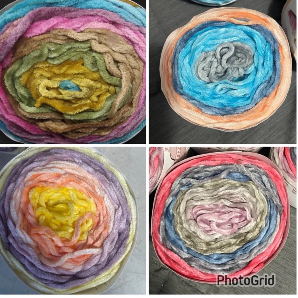 Lot of  24 mixed cakes lion brand ice cream chenille bulky yarn